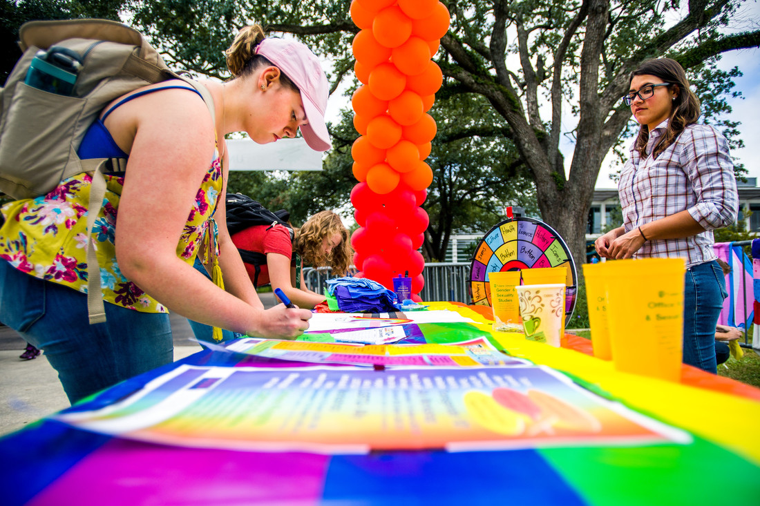Student table during Pride celebrations